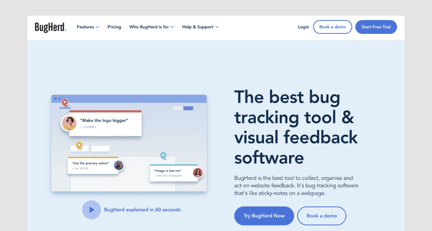 BugHerd homepage