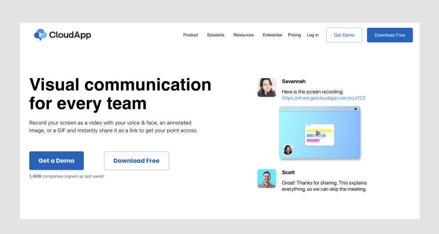 CloudApp homepage