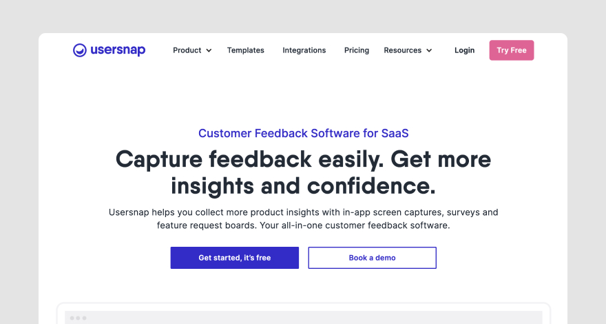 Usersnap homepage