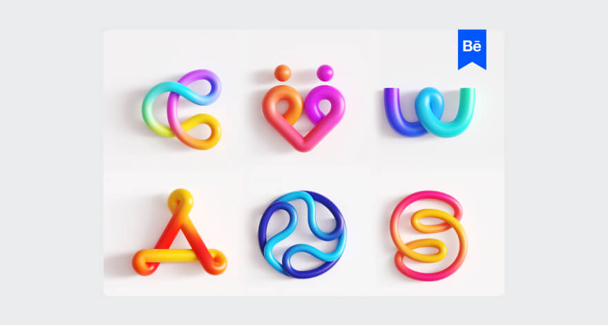 3D lettering graphic design trends