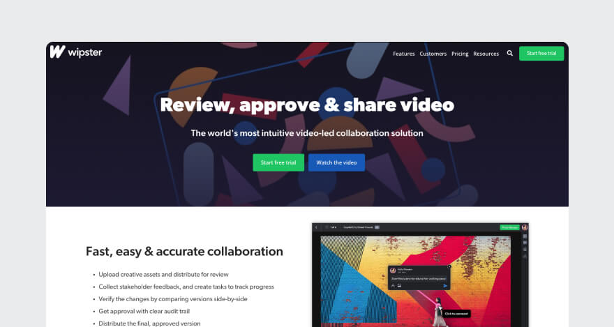 Wipster's homepage.