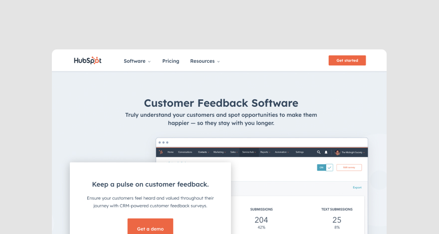 Hubspot homepage.