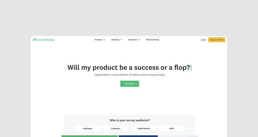SurveyMonkey homepage.