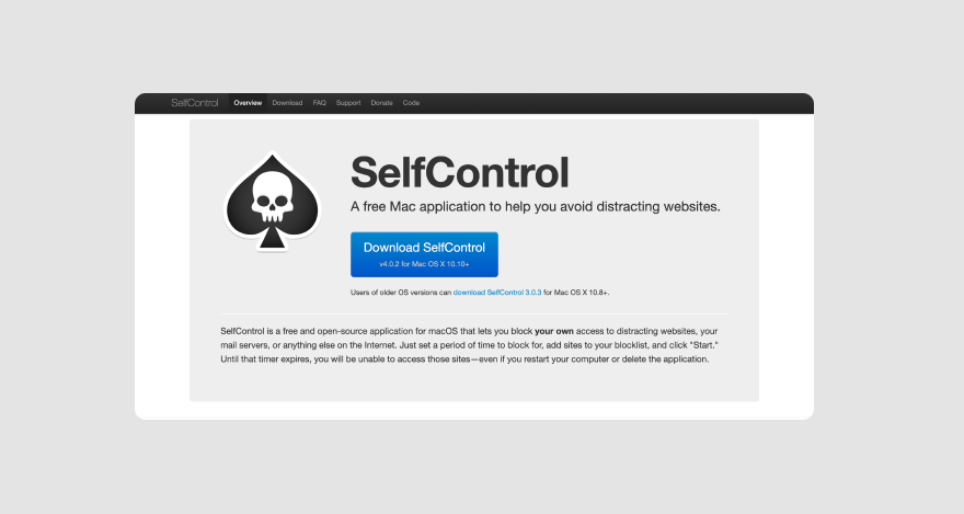 SelfControl's homepage.
