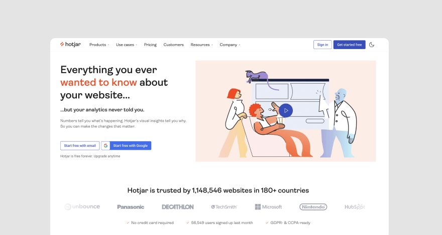 Hotjar's homepage.