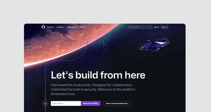 GitHub's homepage.