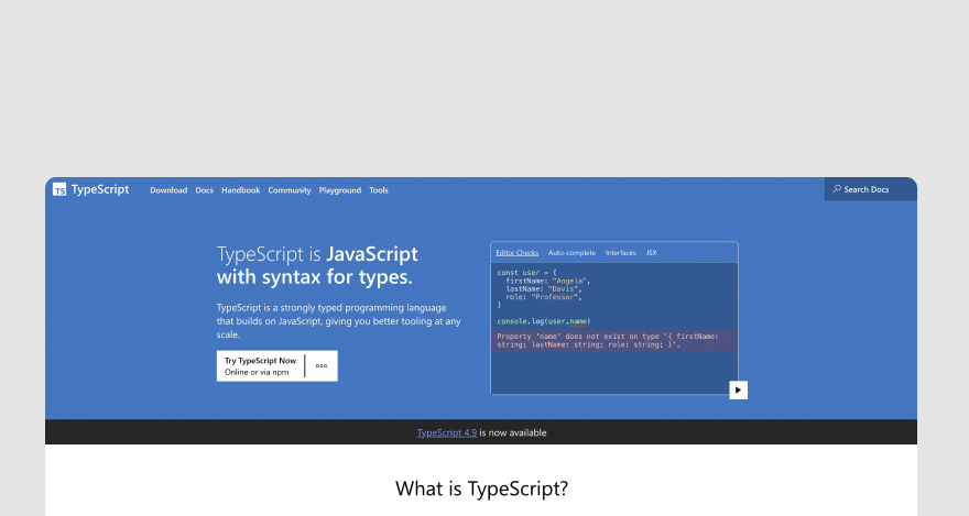 TypeScript's homepage.