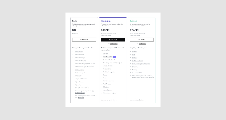 Asana pricing