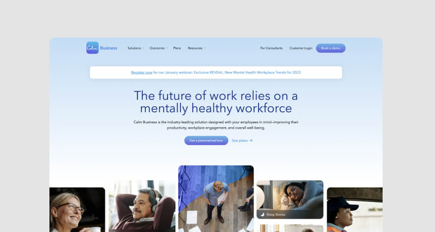 Calm homepage