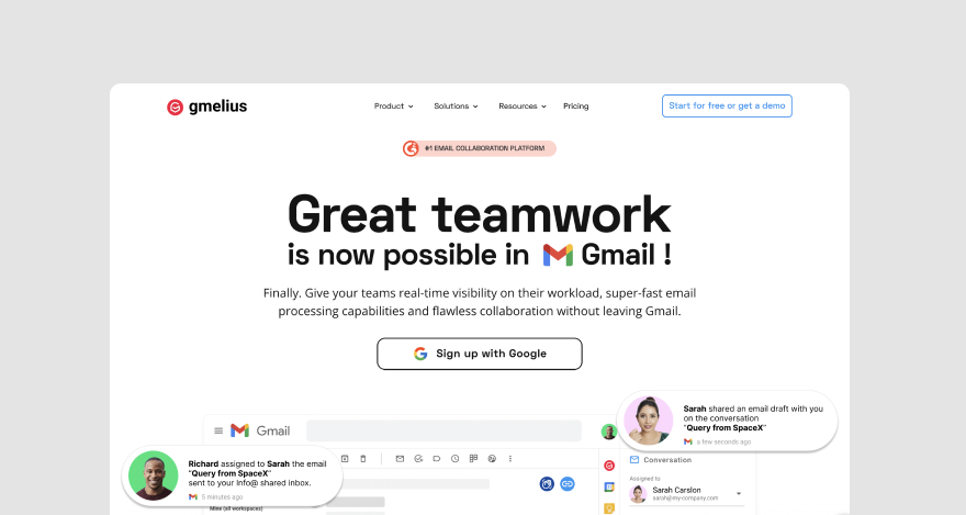 Gmelius' homepage.